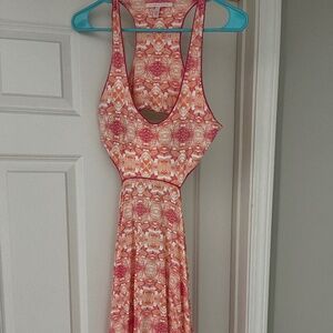 VICTORIA SECRET PINK women's cut out back dress SMALL pink, orange, mini